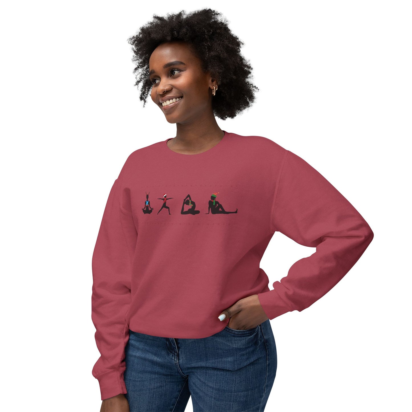 Yoga Xmas Unisex Lightweight Crewneck Sweatshirt