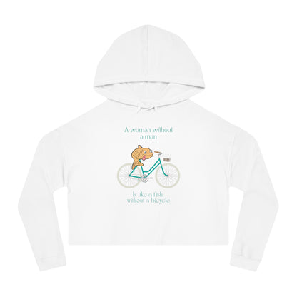 Fish Without a Bicycle Cropped Hooded Sweatshirt