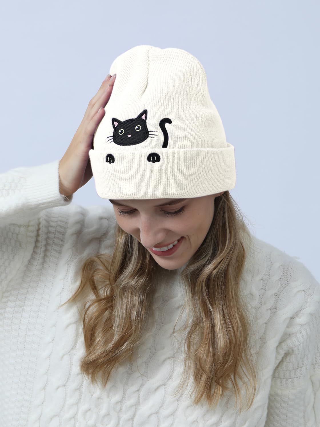 Cute Cat Beanie Knitted Hats for Women Girls