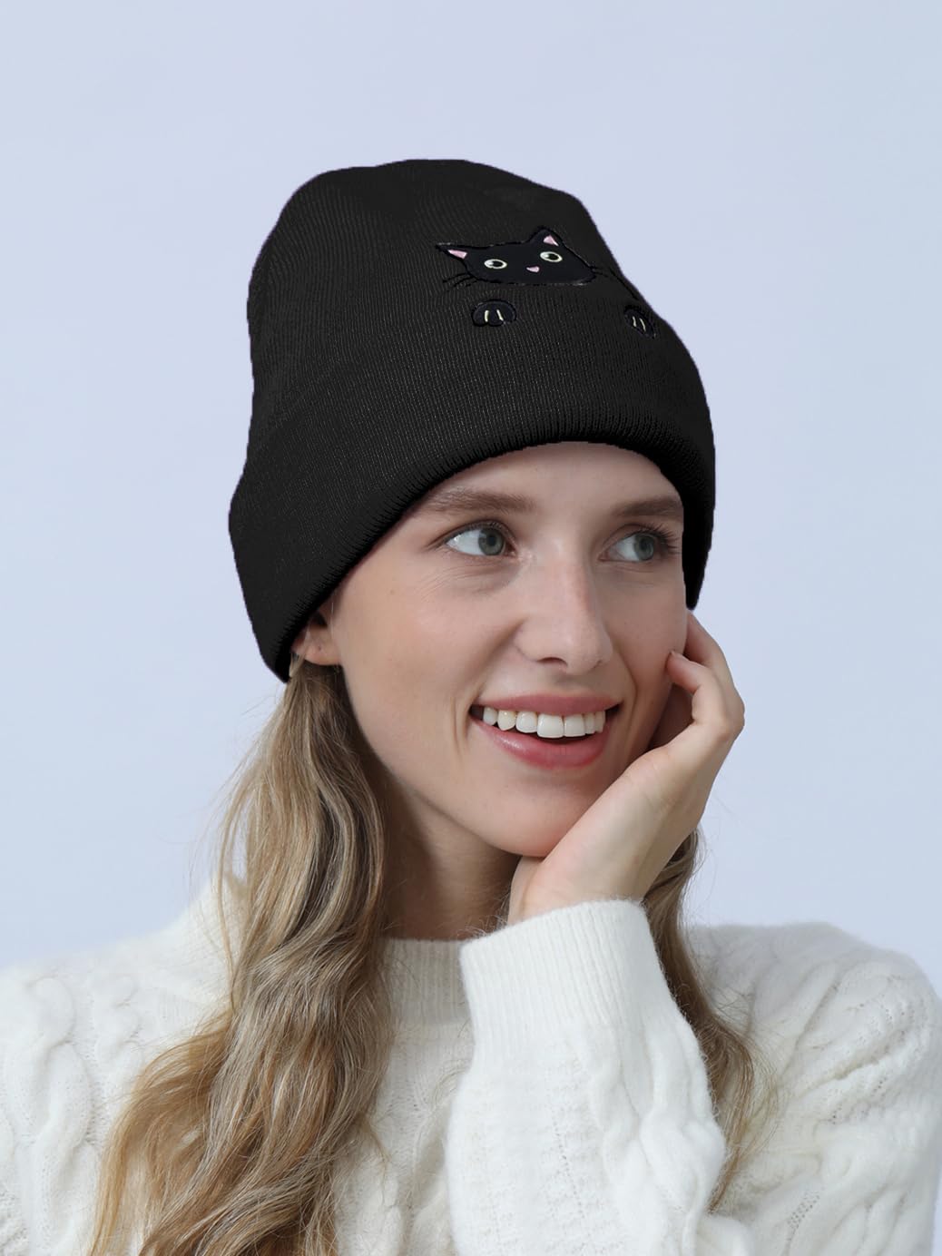 Cute Cat Beanie Knitted Hats for Women Girls