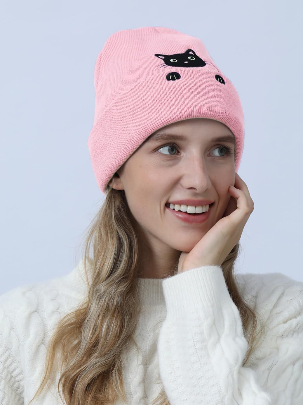 Cute Cat Beanie Knitted Hats for Women Girls