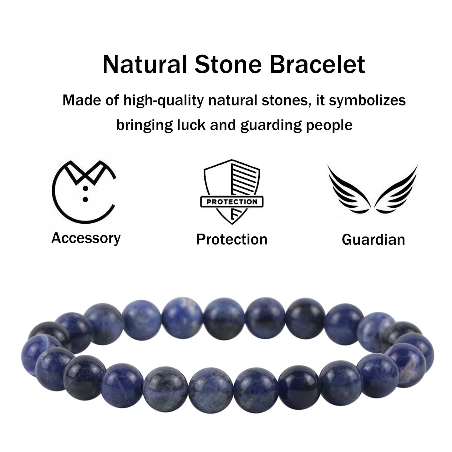 Crystal Bracelet,8mm Natural Gemstone Bead Bracelet,Healing Crystal Bracelet for Women Men