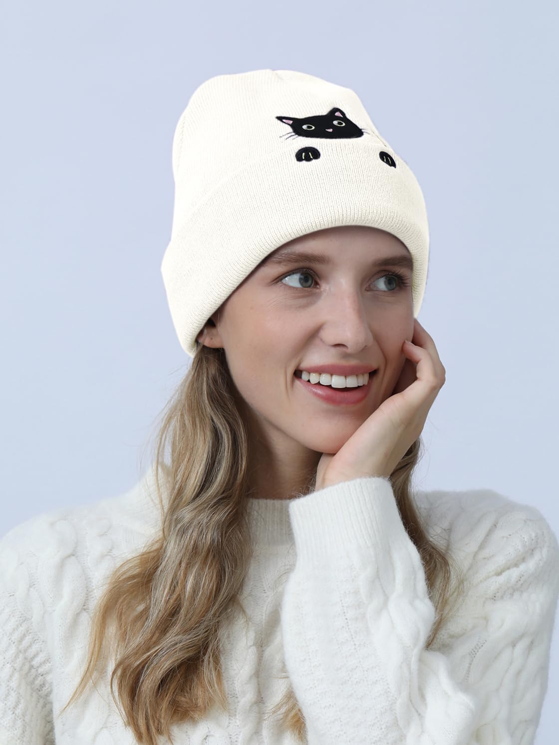 Cute Cat Beanie Knitted Hats for Women Girls