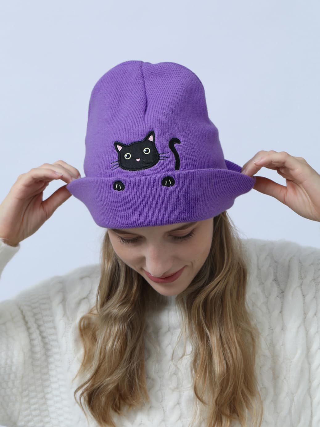 Cute Cat Beanie Knitted Hats for Women Girls