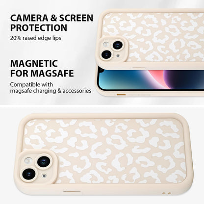 Cheetah Print Compatible with iPhone 14 Case, Shockproof Soft TPU Protective Case for Women Girls, Slim Anti Scratch Leopard Case for iPhone 14 6.1 Inch,White