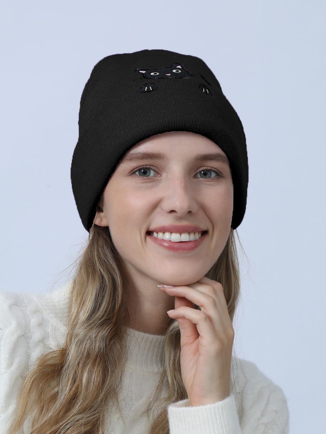 Cute Cat Beanie Knitted Hats for Women Girls