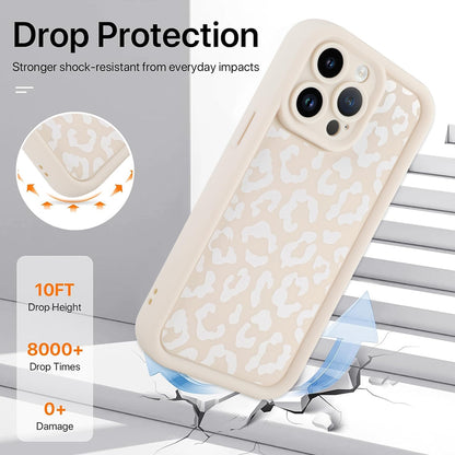 Cheetah Print Compatible with iPhone 14 Case, Shockproof Soft TPU Protective Case for Women Girls, Slim Anti Scratch Leopard Case for iPhone 14 6.1 Inch,White