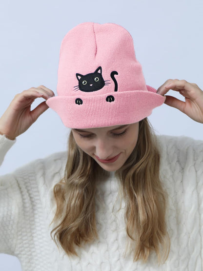 Cute Cat Beanie Knitted Hats for Women Girls