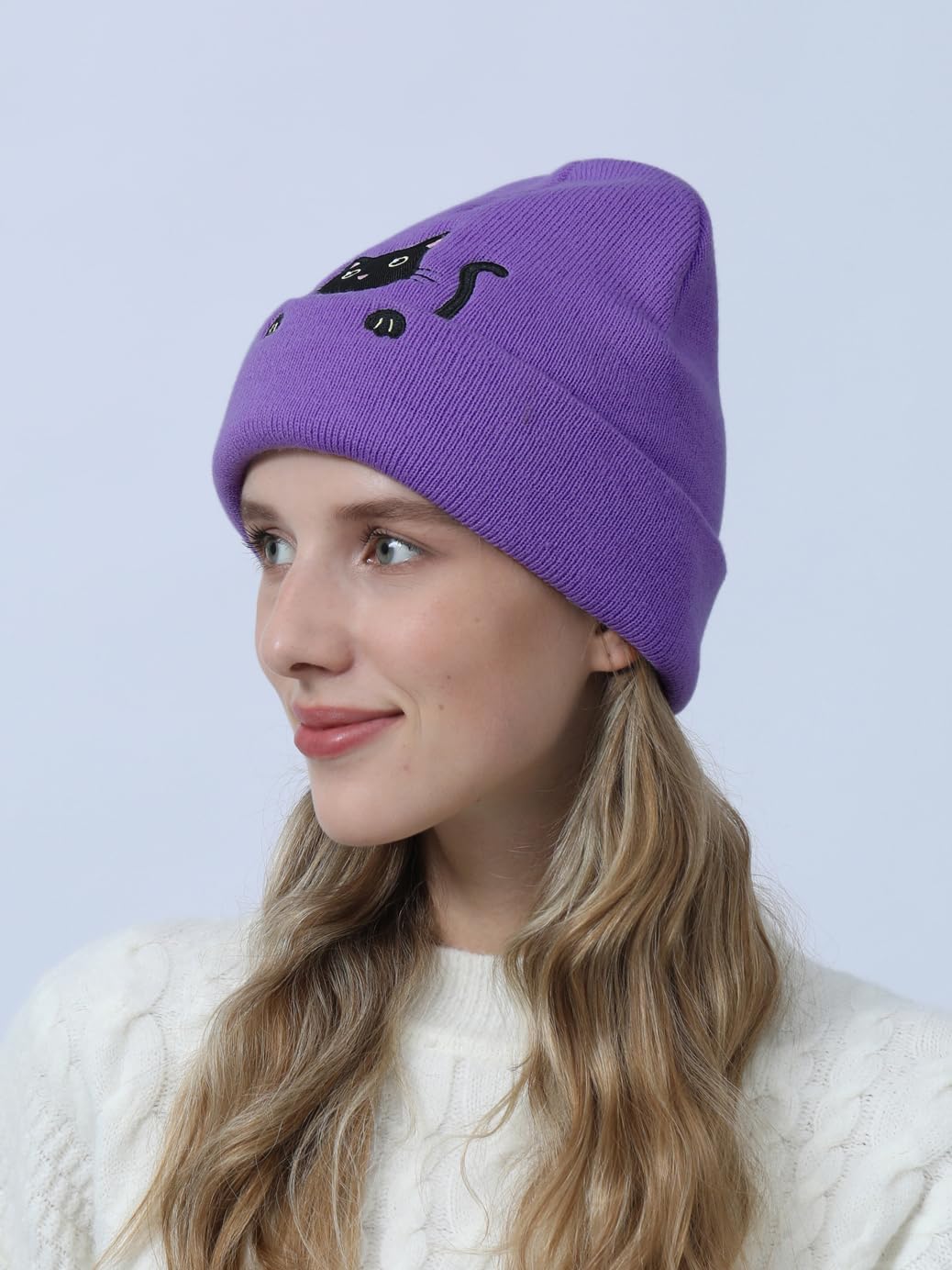 Cute Cat Beanie Knitted Hats for Women Girls