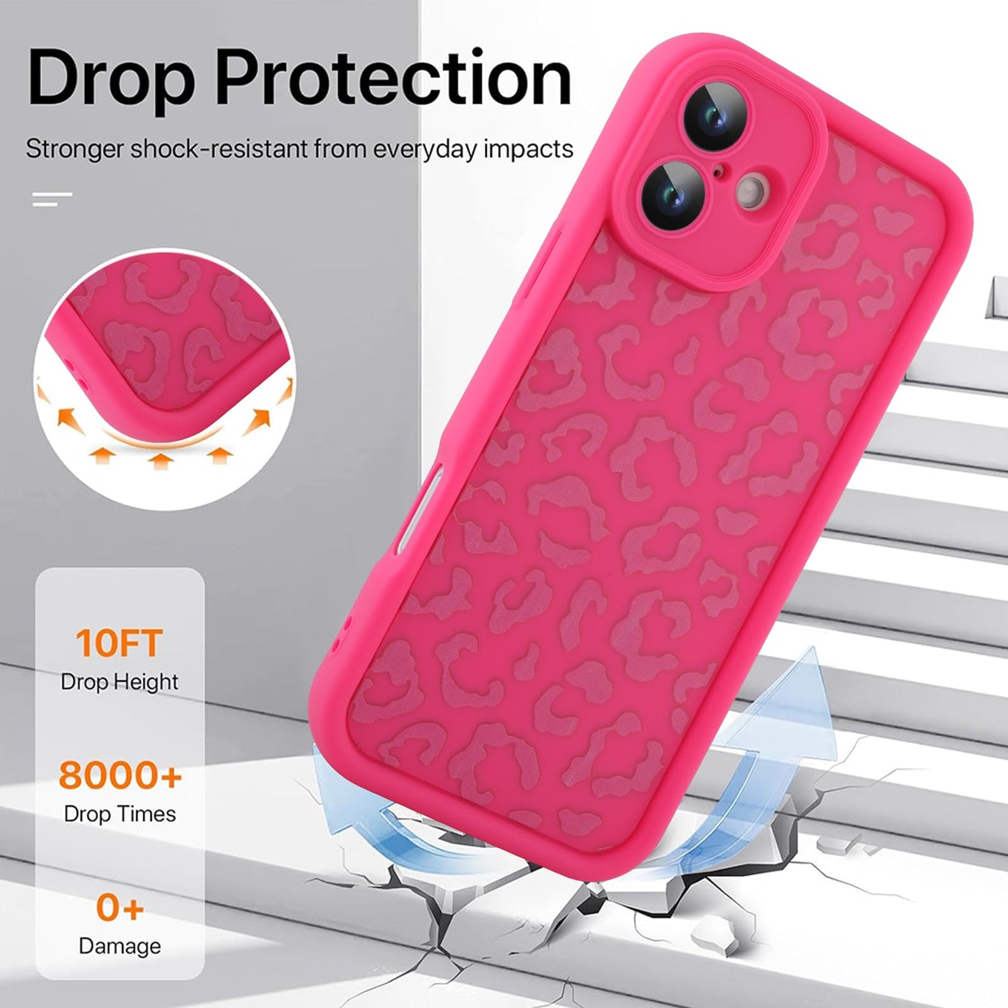 Cheetah Print Compatible with iPhone 14 Case, Shockproof Soft TPU Protective Case for Women Girls, Slim Anti Scratch Leopard Case for iPhone 14 6.1 Inch,White