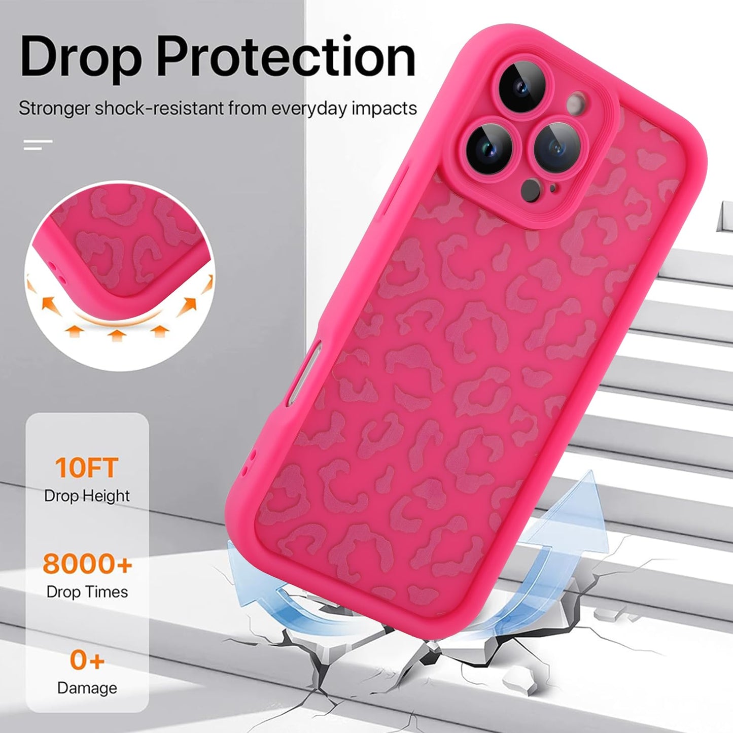 Cheetah Print Compatible with iPhone 14 Case, Shockproof Soft TPU Protective Case for Women Girls, Slim Anti Scratch Leopard Case for iPhone 14 6.1 Inch,White