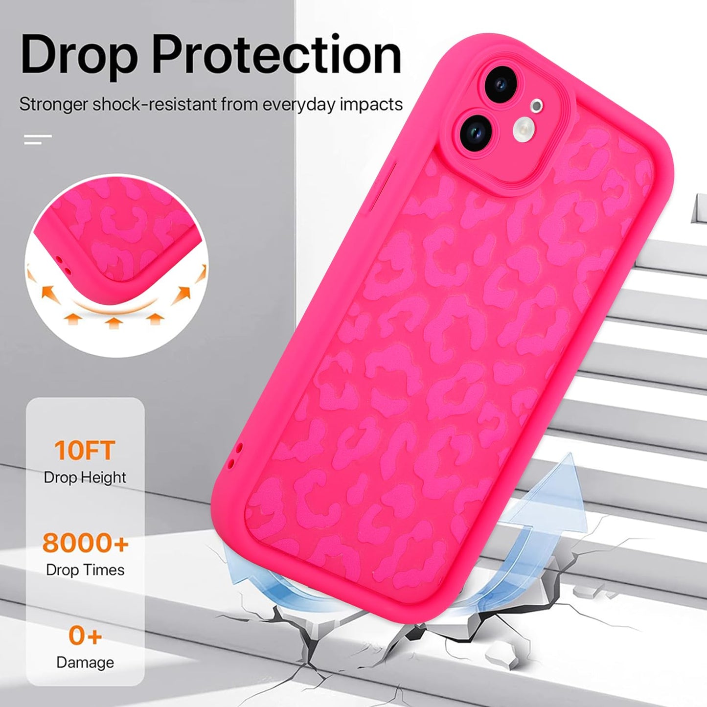 Cheetah Print Compatible with iPhone 14 Case, Shockproof Soft TPU Protective Case for Women Girls, Slim Anti Scratch Leopard Case for iPhone 14 6.1 Inch,White