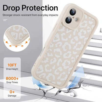 Cheetah Print Compatible with iPhone 14 Case, Shockproof Soft TPU Protective Case for Women Girls, Slim Anti Scratch Leopard Case for iPhone 14 6.1 Inch,White