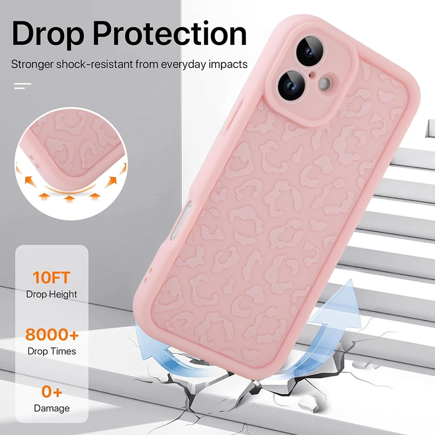 Cheetah Print Compatible with iPhone 14 Case, Shockproof Soft TPU Protective Case for Women Girls, Slim Anti Scratch Leopard Case for iPhone 14 6.1 Inch,White