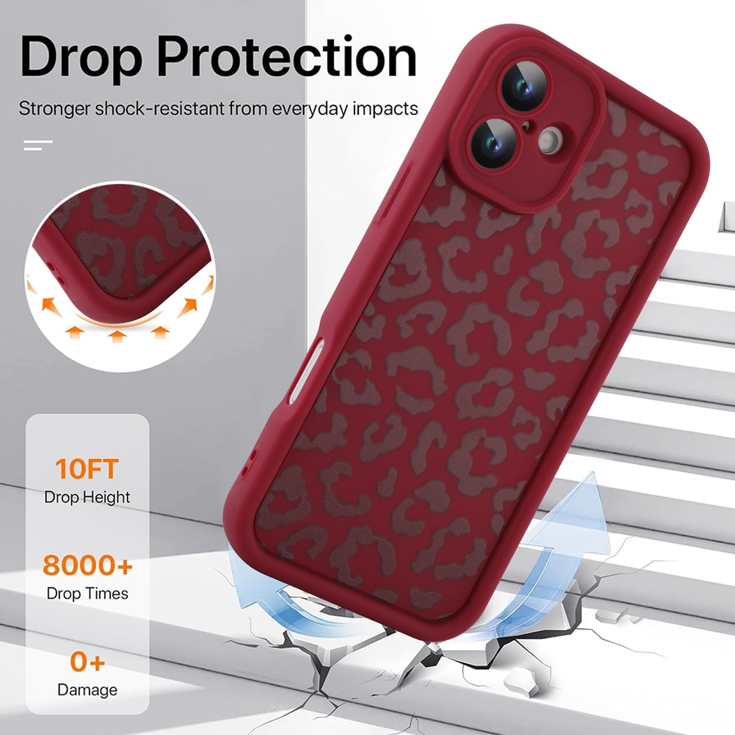 Cheetah Print Compatible with iPhone 14 Case, Shockproof Soft TPU Protective Case for Women Girls, Slim Anti Scratch Leopard Case for iPhone 14 6.1 Inch,White