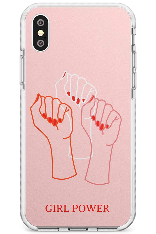 Girl Power Fists - Hand Gesture Icons Impact Phone Case for iPhone Xs TPU Protective Light Strong Cover with Feminist Female Power Girls Women