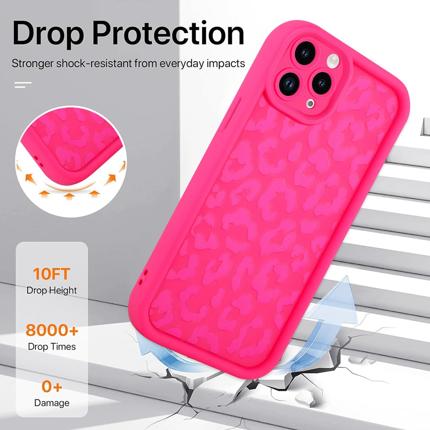 Cheetah Print Compatible with iPhone 14 Case, Shockproof Soft TPU Protective Case for Women Girls, Slim Anti Scratch Leopard Case for iPhone 14 6.1 Inch,White