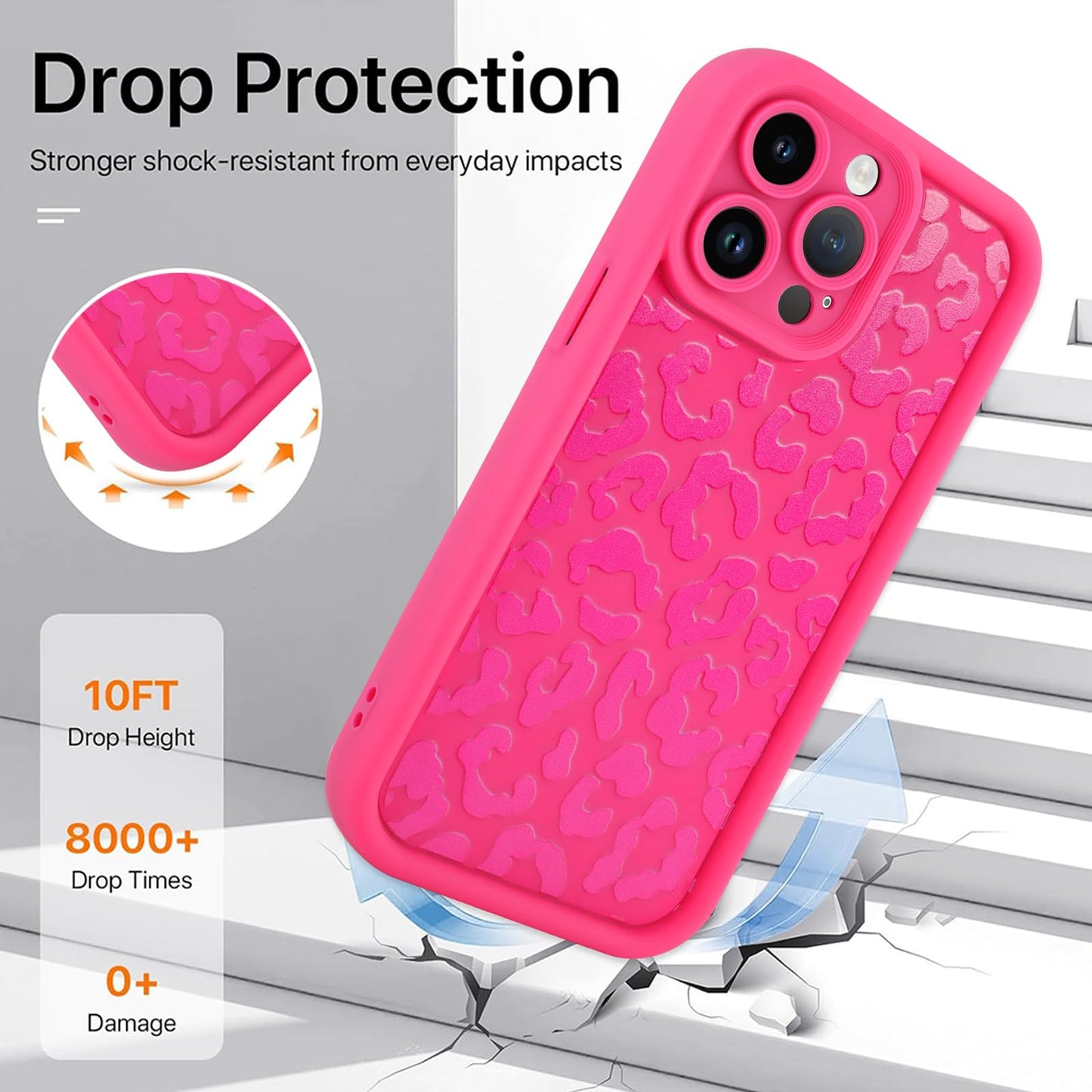 Cheetah Print Compatible with iPhone 14 Case, Shockproof Soft TPU Protective Case for Women Girls, Slim Anti Scratch Leopard Case for iPhone 14 6.1 Inch,White