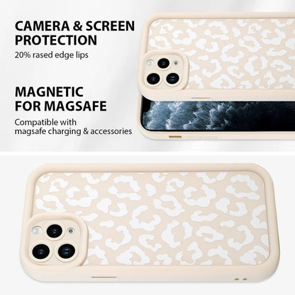 Cheetah Print Compatible with iPhone 14 Case, Shockproof Soft TPU Protective Case for Women Girls, Slim Anti Scratch Leopard Case for iPhone 14 6.1 Inch,White